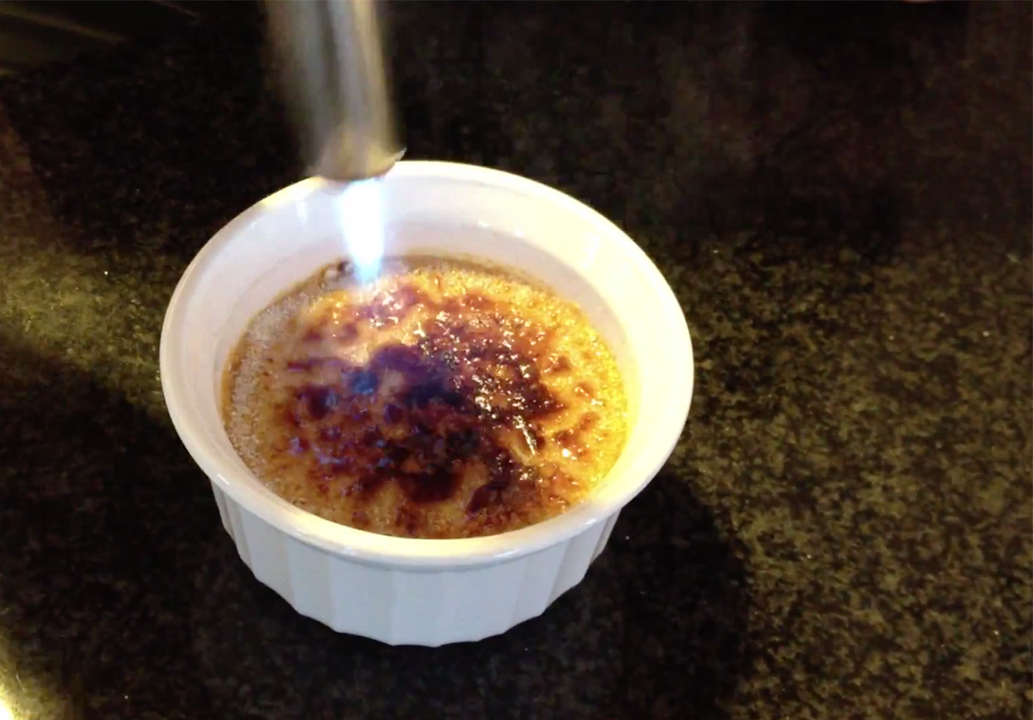 Broil (or flame) until sugar melts and is golden brown